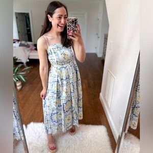 Loft lemon Maxi Dress in Blue and Yellow
